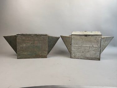 Pair Antique 20s Galvanized Submarine Minnow Buckets