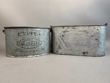 Pair Falls City Expert Galvanized Minnow Buckets