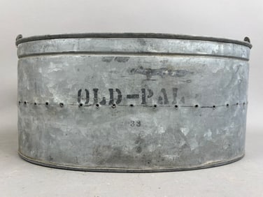Antique Old Pal Oval Galvanized Minnow Bucket