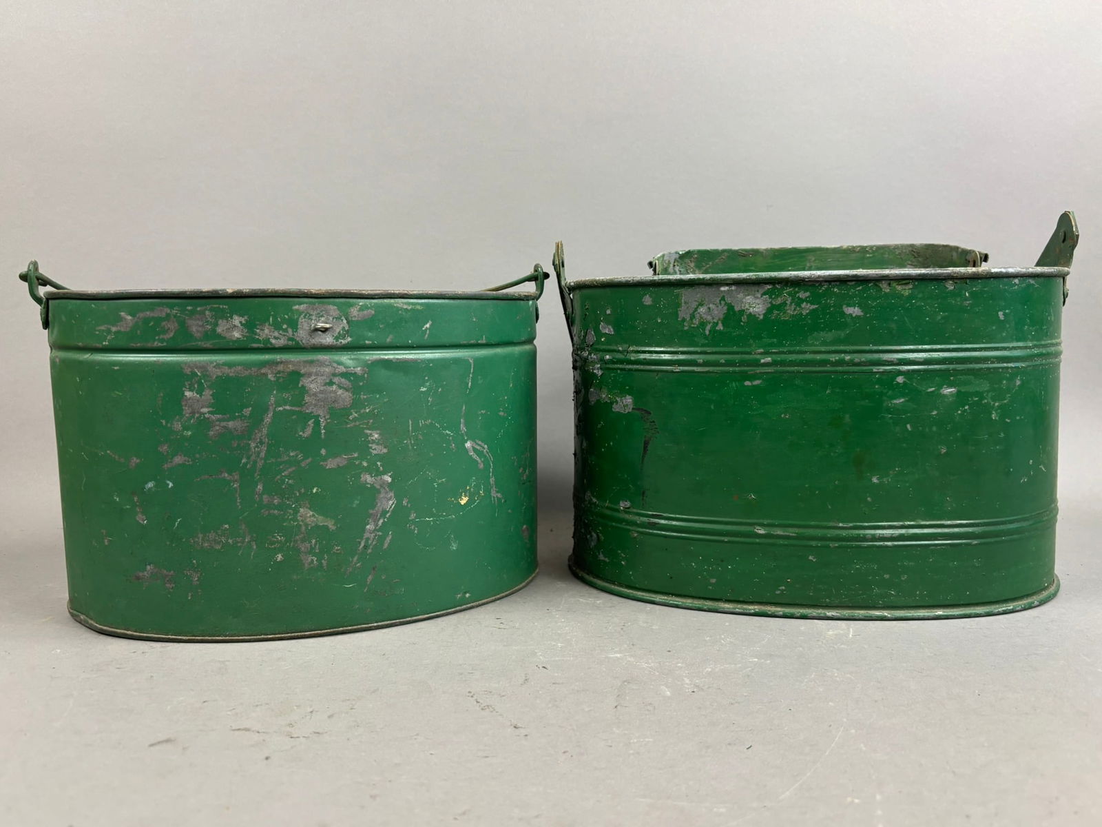 Pair Green Paint Antique Galvanized Minnow Buckets (1 of 12)
