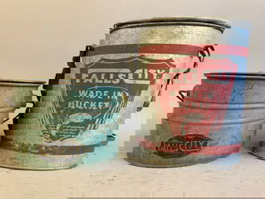 Pair Falls City Wade In Galvanized Minnor Bucket