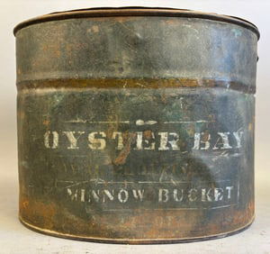 Antique Oval Oyster Bay Galvanized Minnow Bucket