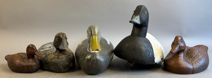 5 Antique Carved Signed Painted Duck Decoys
