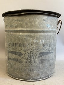 Antique Abbey Galvanized Fishing Bait Minnow Bucket