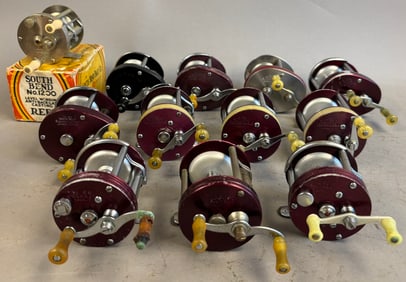 12 40s 50s South Bend Bait Casting Fishing Reels