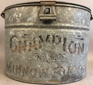 Antique Oval Champion 950 Galvanized Minnow Bucket