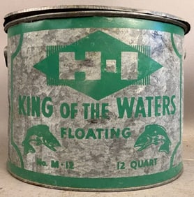 Antique King The Waters Galvanized Minnow Bucket