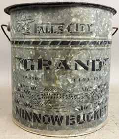 Antique Falls City Grand Galvanized Minnow Bucket