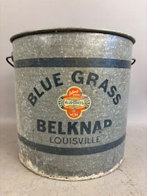 Antique Blue Grass Belknap Galvanized Minnow Bucket