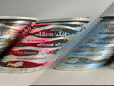 Pair Falls City Alumi Lite Minnow Buckets Fish Graphics