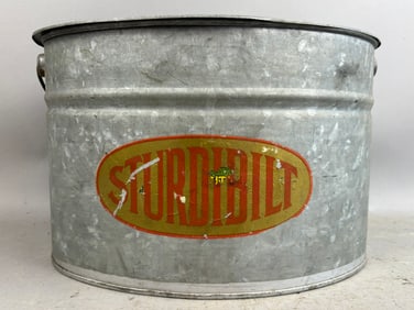 Antique Sturdibilt Galvanized Minnow Bucket Oval