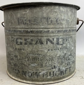 Antique Falls City Grand Galvanized Minnow Bucket