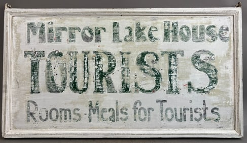 Early Mirror Lake House Tourists Room Rental Sign DSW