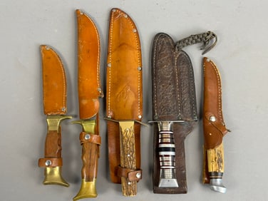 5 Vintage Olsen Bowie Hunting Survival Knives