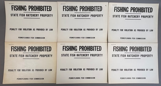 6 NOS Pennsylvania Fishing Prohibited Stock Signs