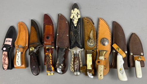10 Vintage Schrade Western Blade Hunting Knives