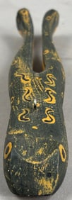 Antique Michigan Carved Wood Frog Decoy Signed DAP