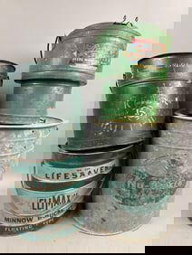 4 Green Decorated Galvanzied Minnow Buckets Airflo