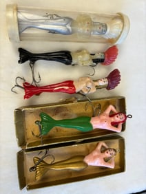 5 Antique Nude Risque Pinup Lady Fishing Lures
