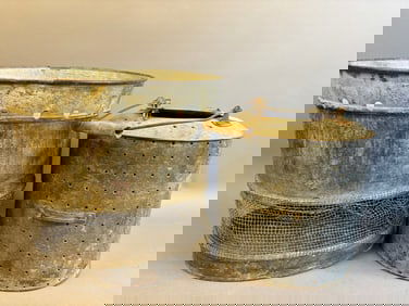 2 Antique Oval Submarine Galvanized Minnow Buckets