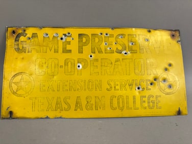Vintage Texaco Texas A&M Game Preserve SST Sign