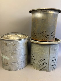 3 Antique Galvanized Minnow Buckets Inserts