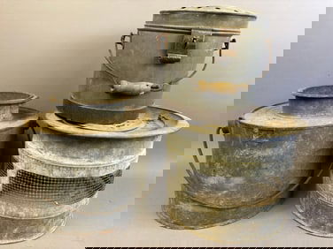 3 Antique Submarine Galvanized Minnow Buckets