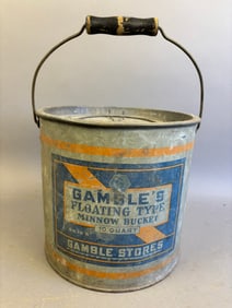 Antique Gambles Stores Galvanized Minnow Bucket
