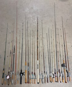 28 Vintage Fishing Casting Rods Reels Several
