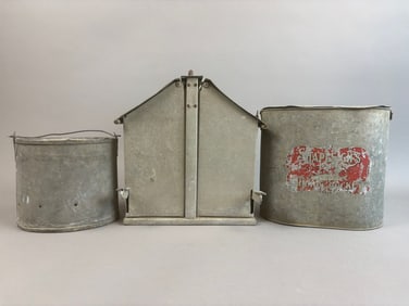 3 Antique Galvanized Shapleighs Minnow Buckets