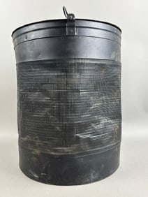 Large Antique Galvanized Minnow Bait Bucket Round