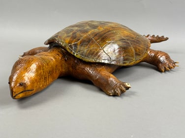 Vintage Carved Wooden Turtle Decoy Signed Ken Cole