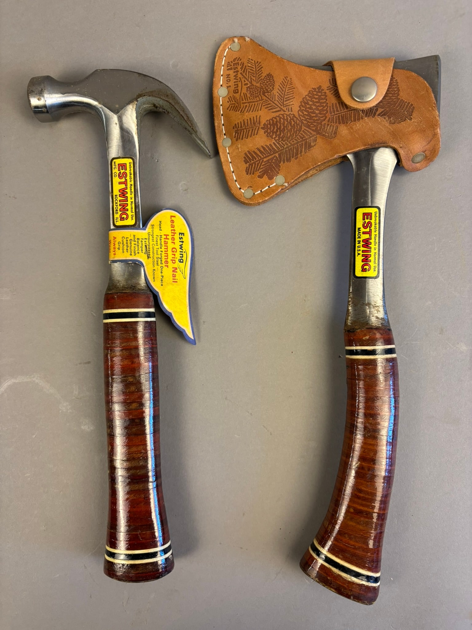 NOS Estwing Leather Grip Hammer Matching Hatchet (1 of 11)