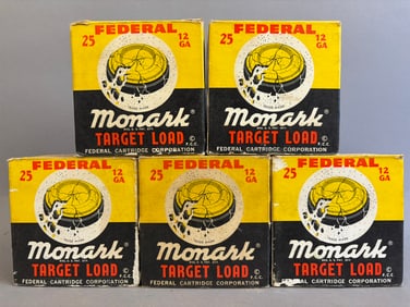 5 NOS Federal Monarch 12 Ga Shot Gun Shell Box