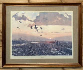 John Cowan New Gun Signed Duck Hunting Scene 1974