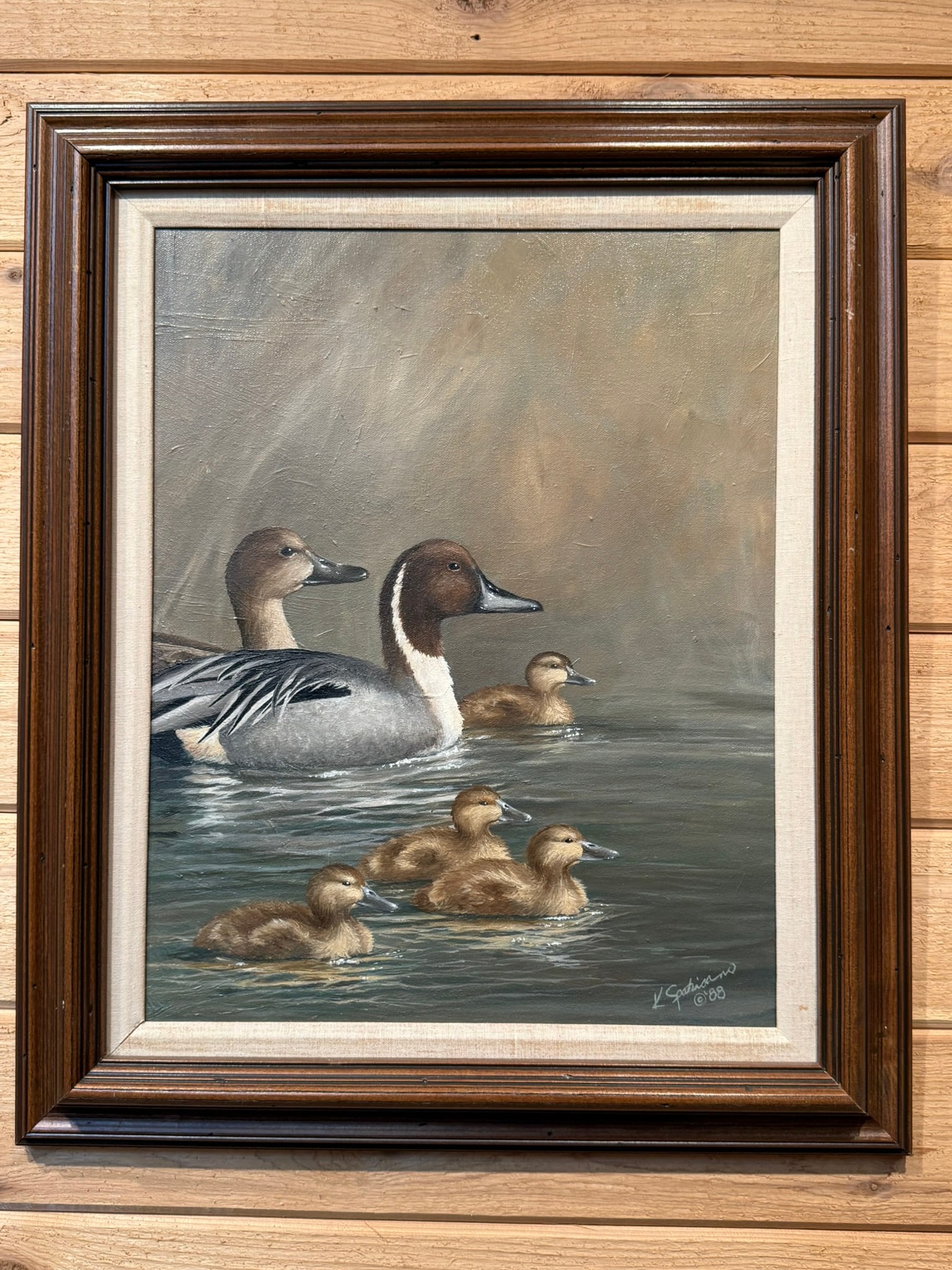 1988 K. Spatisano Signed Michigan Duck Painting: This lot features a wonderful signed & inscribed on the back K. Spatisano duck painting. Overall size is 26" x 22"