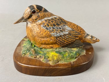 Signed J. Peterson American Woodcock on Base 3 oz