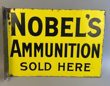 Antique Noble's Ammunition Sold Here DSP Flange Sign