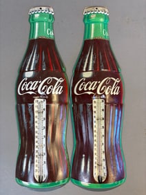 Pair NOS Donasco Coca Cola Coke Bottle Thermometer