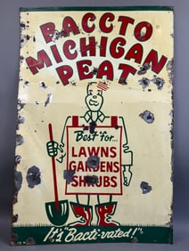 50s Baccto Michigan Peat SST Advertising Metal Sign