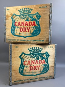 Pair Canada Dry Ginger Ale Wood Advertising Crates