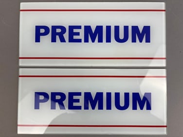 Pair Original Premium Ad Glass Gas Pump Station