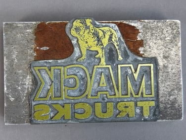 Vintage Mack Trucks Bulldog Printers Block Metal