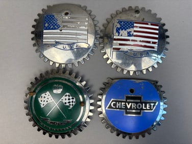 4 60s Radiator Grille Badges Chevrolet USA Rally