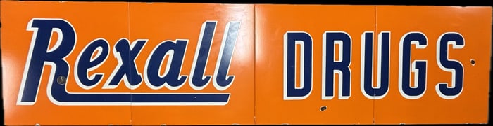 Antique 4 Panel Rexall Drug Store Porcelain Sign
