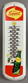 70s Enjoy Squirt Soda Bottle Pop Metal Thermometer