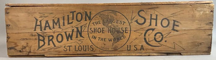 Antique Hamilton Brown Shoe Co Wood Shipping Crate