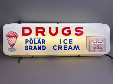 Electric Holbrook Polar Brand Ice Cream Drugs Sign