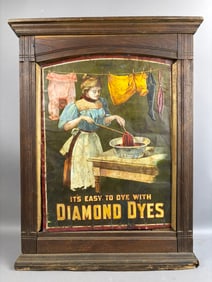Antique Diamond Dyes Cabinet Washer Woman Sign