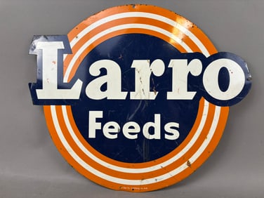 Larro Feeds Diecut SST Tin Metal Advertising Sign